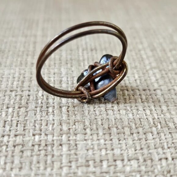 Ring Vintage Jewelry Real Stone Brown Wired Rings Size 6 unbranded - Picture 9 of 9